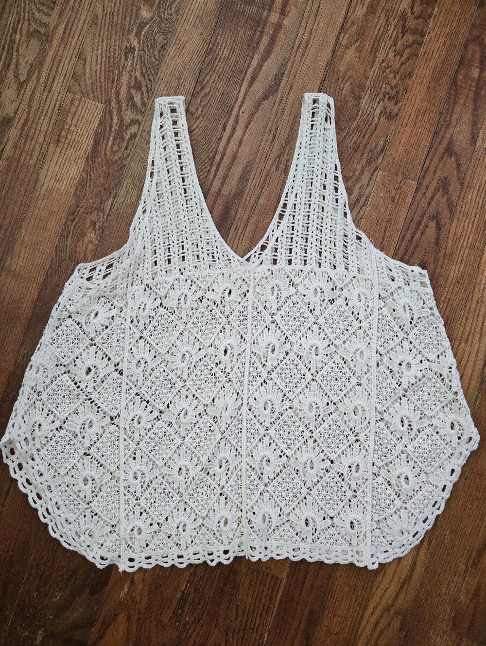 Adiva Crochet Sleeveless Blouse Size XL Cream Festival Boho Feminine Tank Top - Picture 7 of 12